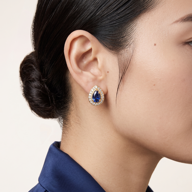 Royal Sapphire Halo Studs
