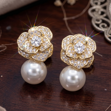 Golden Petal Pearl Drops